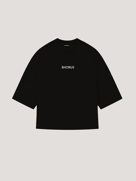 BOXY BEATEN COTTON T_SHIRT (BLACK)