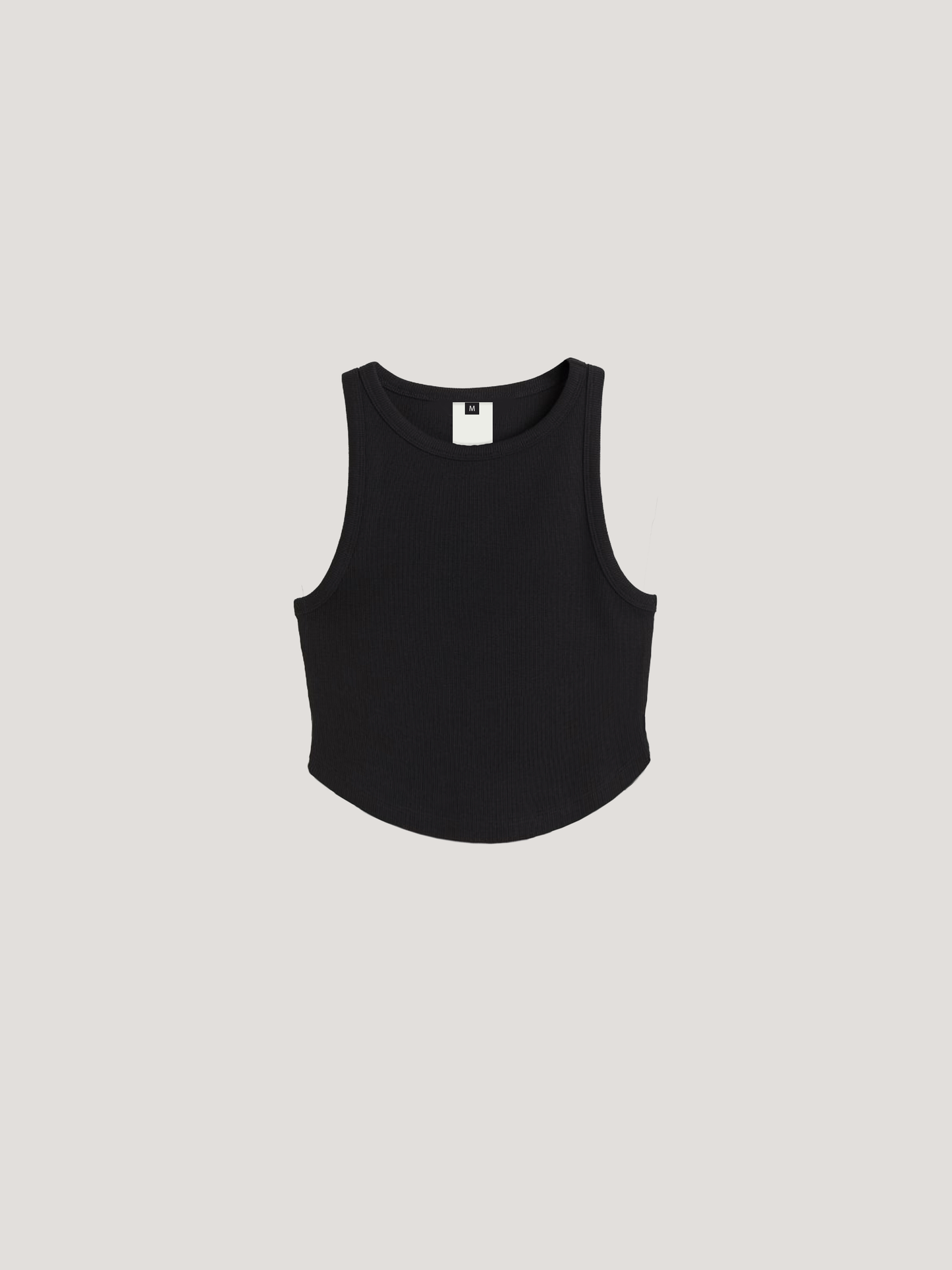 RIB-KNIT SLEEVELESS CROP-TOP (BLACK)