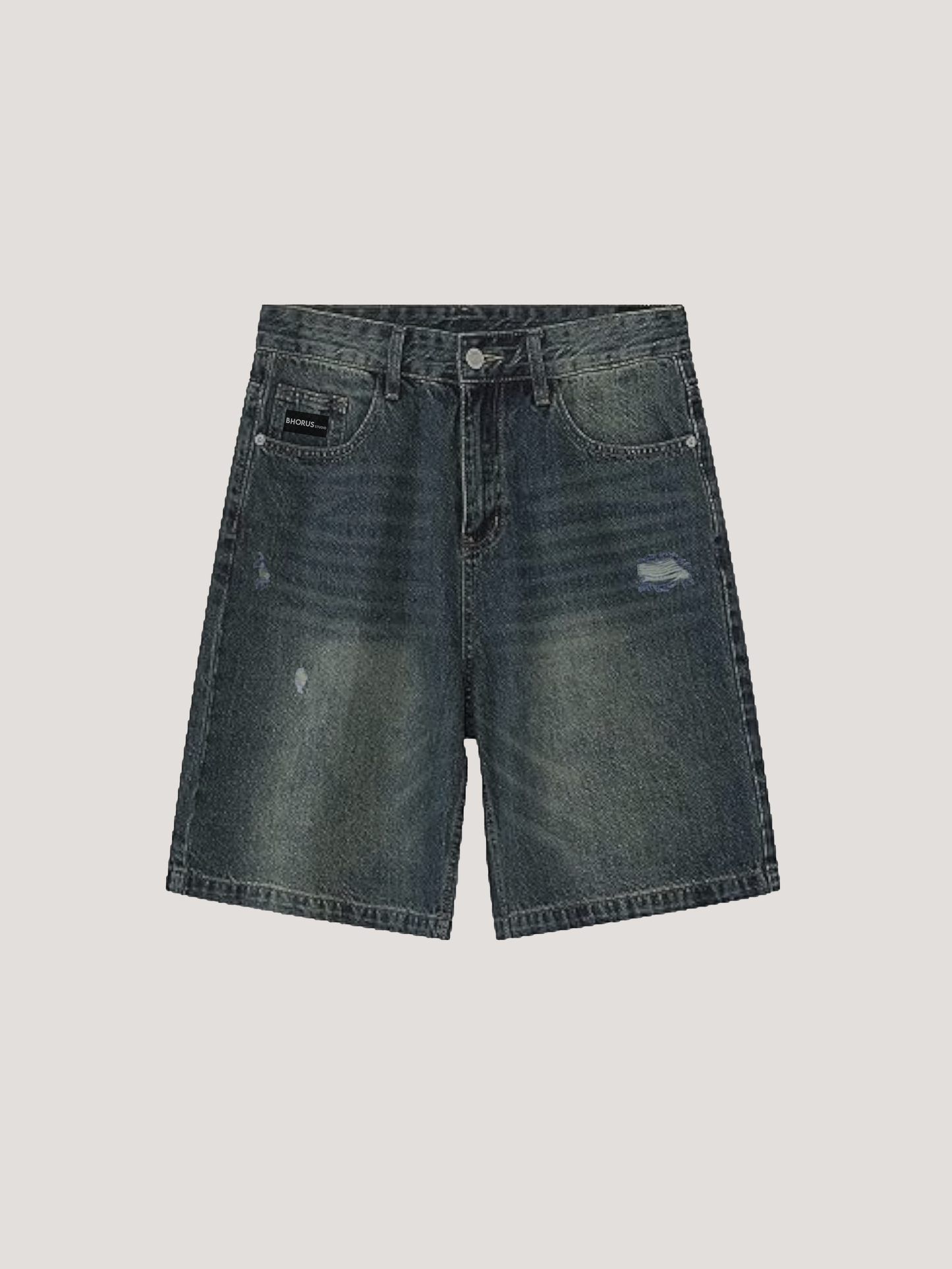 BRONZE DESTRESSED DENIM JORTS