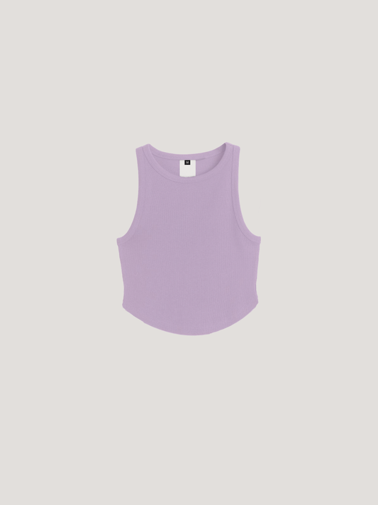 RIB-KNIT SLEEVELESS CROP-TOP (FADED PINK)